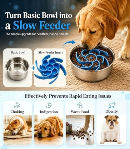 Slow Feeder Dog Bowls Insert Cuttable to fit 4.4"-7.5" Bowls Blue - Image 2