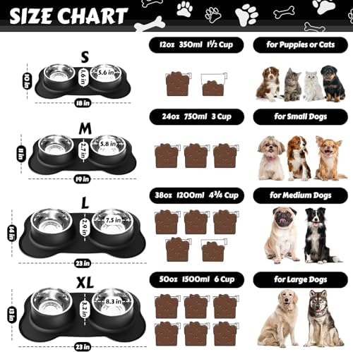 AsFrost Dog Food Bowls Stainless Steel Dog Bowls with No Spill Non-Skid Silicone Mat, Dog Food and Water Bowl Set, Dog Dishes for Small Medium Large Sized Dogs Pet Food Feeding Bowls, 4 Cup, Black - Image 3