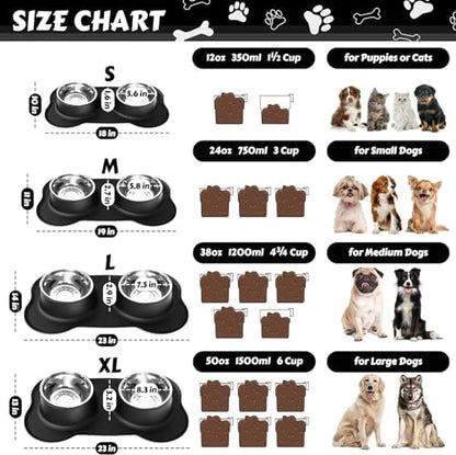 AsFrost Dog Food Bowls Stainless Steel Dog Bowls with No Spill Non-Skid Silicone Mat, Dog Food and Water Bowl Set, Dog Dishes for Small Medium Large Sized Dogs Pet Food Feeding Bowls, 4 Cup, Black - Image 3
