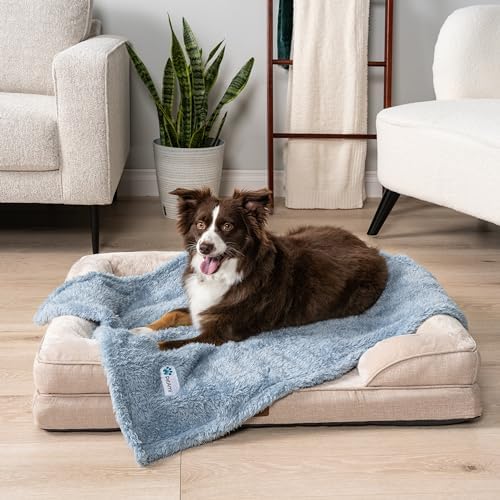 PetAmi Soft Plush Sherpa Dog Blanket for Pet Cat, Small 24x32, Dusty Blue - Image 3
