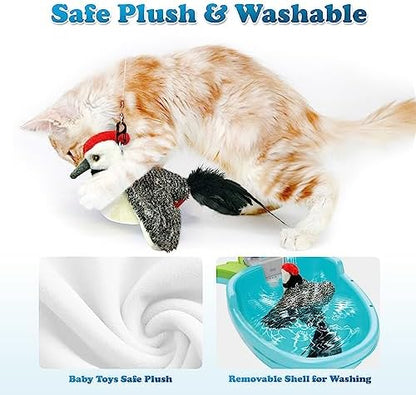 LEWISER Cat Toys, Flapping Wings Cute Woodpecker, No Flying, Chirping Bird Interactive Catnip Toy for Kitten or Small Dogs, Touch Activated, Rechargeable - Image 5