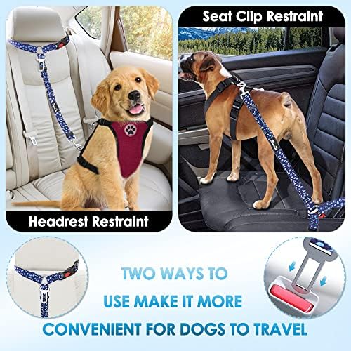 SlowTon Dog Seat Belt for Car, 2 Pack Dog Car Harness Seatbelt with Bungee - Image 4