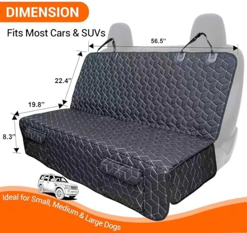 Meginc Dog Car Seat Cover for Back Seat, Waterproof Non-Slip Bench Protector for Dogs & Kids, Durable 600D Scratch Proof Seat Cover for Hair, Scratches, Travel and Daily Use in Full Size SUVs - Image 2