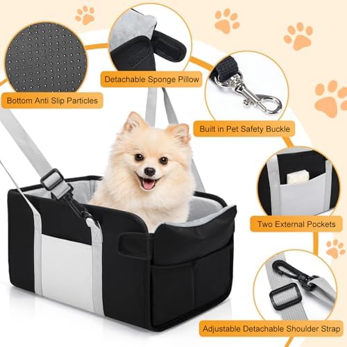 Portable Dog Car Seat for Small Dogs, Puppy Car Seat, Black - Image 3