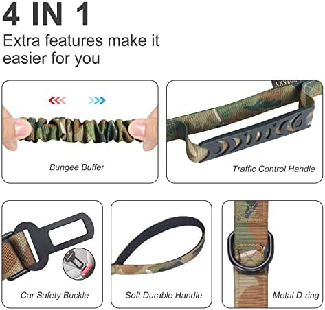 Hotsky Tactical Bungee Shock Absorbing No Pull Strong Dog Leash,CP,4-6FT - Image 4