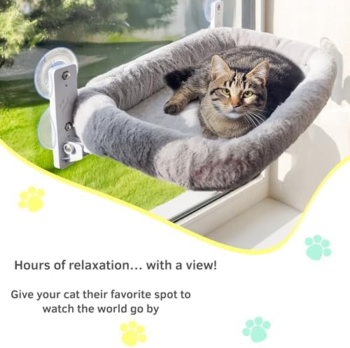 Cat Window Perch with Washable Cushion & Strong Suction – Stable & Cozy Cat Hammock for Window (Holds up to 40 lbs) – Durable Window Bed for Indoor Cats - Image 2