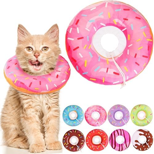 Cat Cone Collar Soft, Adjustable Cat Recovery Collars Spay Cones to Stop Licking, Cute Kittens Donut E Collar After Surgery, Anti-Lick Wound Healing Elizabetan Collars for Kittens (Pink, Small) by Unknown