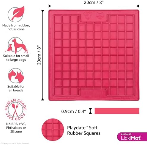 LickiMat Classic Playdate Slow Feeder for Dogs Lick Mat Boredom Anxiety Reducer Perfect for Food Treats Yogurt Liquid Food Peanut Butter Fun Alternative to a Slow Feed Dog Bowl, Pink - Image 2