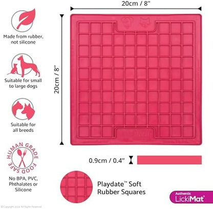 LickiMat Classic Playdate Slow Feeder for Dogs Lick Mat Boredom Anxiety Reducer Perfect for Food Treats Yogurt Liquid Food Peanut Butter Fun Alternative to a Slow Feed Dog Bowl, Pink - Image 2