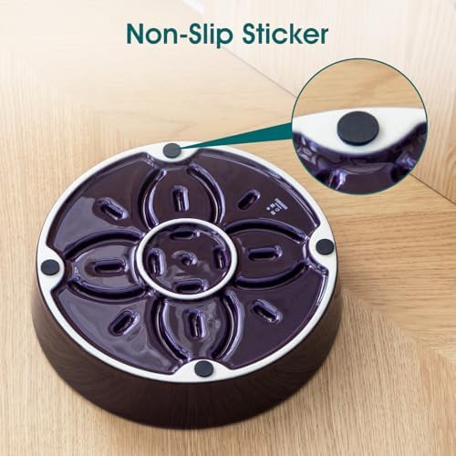 vancasso Ceramic Slow Feeder Dog Bowls, Puzzle Dog Food Bowls with Floral Maze, Anti -Slip Pet Food Dish for Medium Breed, 1.5 Cups, Purple - Image 6