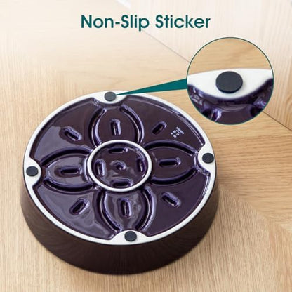vancasso Ceramic Slow Feeder Dog Bowls, Puzzle Dog Food Bowls with Floral Maze, Anti -Slip Pet Food Dish for Medium Breed, 1.5 Cups, Purple - Image 6