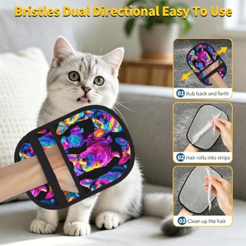 Dog Colorful Neon Pop Art Welsh Puppy Pet Hair Removal Glove For Cats Dogs - Image 7