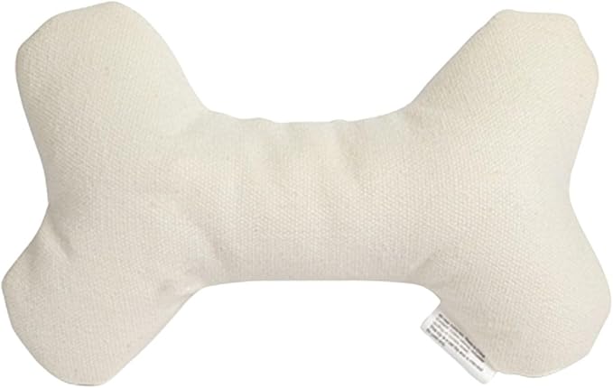 Durable Tough Cotton Canvas Squeaky Dog Toy, Eco-Friendly Interactive Chew Toy for Small, Medium & Large Dogs, T-Bone (White)