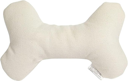 Durable Tough Cotton Canvas Squeaky Dog Toy, Eco-Friendly Interactive Chew Toy for Small, Medium & Large Dogs, T-Bone (White)