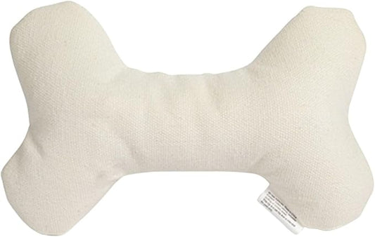 Durable Tough Cotton Canvas Squeaky Dog Toy, Eco-Friendly Interactive Chew Toy for Small, Medium & Large Dogs, T-Bone (White)