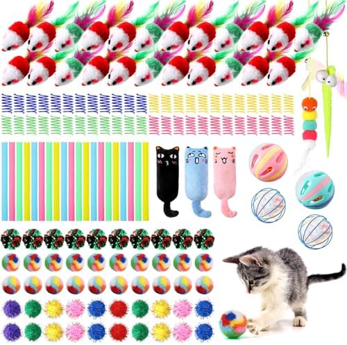 Shappy 150 Pcs Cat Toys Bulk Pack for Indoor Cats, Mice Balls,Funny by Shappy