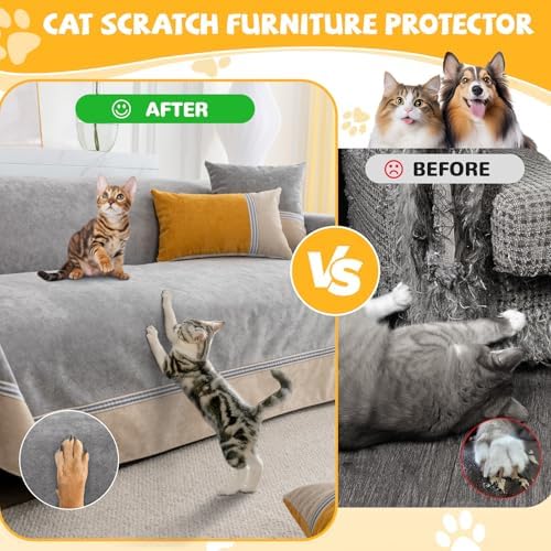 Waterproof Non-Slip Couch Cover for Pets & Dogs, Gray 79" x 134" - Image 6