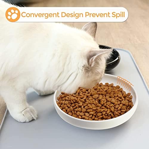 Ceramic Cat Bowls,Shallow Cat Dishes for Food and Water, 6 inch Matte Finish Wide Cat Food Bowl,Whisker Fatigue Free Pet Puppy Kitten Bowl Set of 3,Dishwasher Safe - Image 6