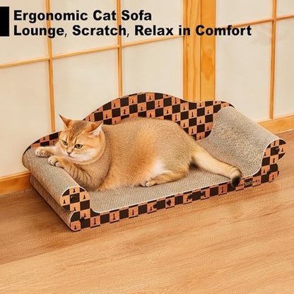 27" Cat Scratcher Bed & Sofa, Large Scratching Board House, Spacious & High Density Cat Scratch Pad Couch for Indoor Cats - Image 6