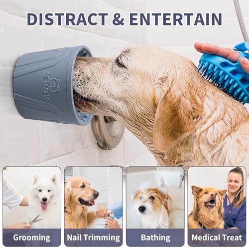 Dog Lick Bowl, Bestalk Anxiety Relief Slow Feeder Dog Lick Mat Treat Dispenser, Non-Slip Licking Bowl Enrichment Toys for Small Medium and Large Breed Dogs, BPA Free Silicone(Grey,S) - Image 2