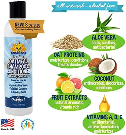Bodhi Dog Oatmeal Shampoo & Conditioner - Hypoallergenic Formula - Naturally Deodorize Dogs, Cats & Pets - Made w/Organic Ingredients - Moisturizes Dry & Itchy Skin - Made in USA (Oatmeal, 8 Fl Oz) - Image 3