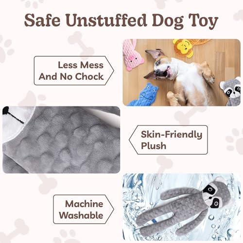 SHARLOVY No Stuffing Dog Toys Squeaky for Large Dogs, Crinkle Puppy Teething Toys to Keep Them Busy, Plush Interactive Doggie Long Lasting Chews for Aggressive Chewers - Image 6