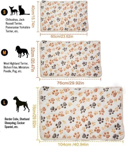 1 Pack 3 Small Puppy Blankets Super Soft Warm Sleep Mat Fluffy Premium Fleece Pet Blanket Flannel Throw for Dog Puppy Cat - White Paw Print Small(23"x15") - Image 3