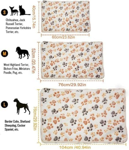 1 Pack 3 Small Puppy Blankets Super Soft Warm Sleep Mat Fluffy Premium Fleece Pet Blanket Flannel Throw for Dog Puppy Cat - White Paw Print Small(23"x15") - Image 3