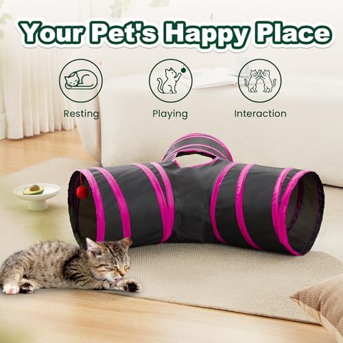 Love's cabin Cat Tunnel for Indoor Cats, 3-Way Collapsible Play Tunnel - Image 3