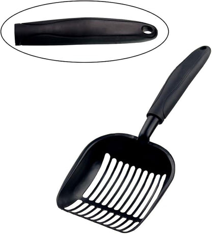 Cat Litter Scoops Latest Update Polishing Metal Cat Litter Scoop with Black, Solid Giant Aluminum Alloy Sifter Deep Shovel with TABS/Round Teeth Pet Kitty Litter Scooper