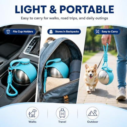Portable Dog Water Bottle with Bowl, 10oz Leak-Proof Stainless Steel - Image 4