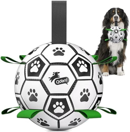 QDAN Large Dog Toys, Soccer Ball for Dogs with Straps, 9 Inch Big Dog Ball by QDAN