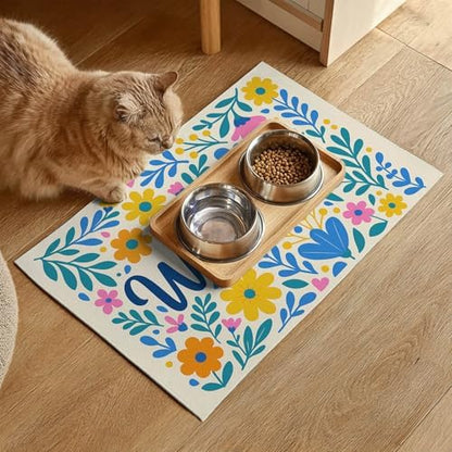 HOMETITUTE Pet Food Mat Daisy Flower Bowl Placemat 20 x 12 Inch - Image 2