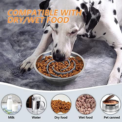 Slow Feeder Dog Bowls Insert, Animire Soft Silicone Slow Eating Dog Food Bowl for Small, Medium and Large Dogs, Compatible with Regular and Elevated Bowls - Image 5