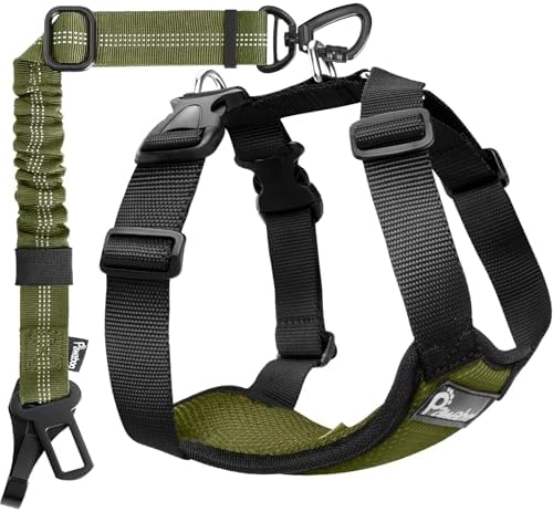 Pawaboo Dog Seat Belt Harness for Car, Seatbelt Harness with 2 in 1 Buckle by Pawaboo