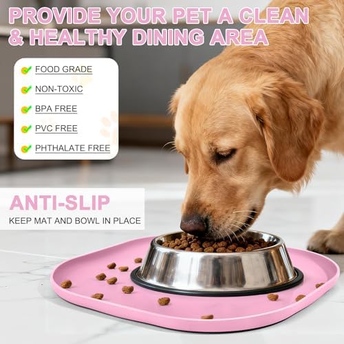SMILOOL Waterproof Silicone Pet Food Mat with Raised Edge for Dog & Cat - Image 3