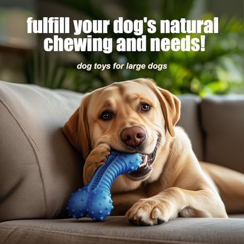 Dog toys for Aggressive Chewers Rubber- This Large, Tough and Heavy Bone with Natural Bacon Flavor are Excellent Dog Chew Toys for Large Dogs to Care Their Teeth Dental, Relief Boredom, Blue - Image 6