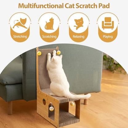 YEMOO ​Cat Scratcher, Cat Scratching Board, L Shaped Vertical Cat Scratcher for Wall and Couch Protection, Cat Cardboard Scratcher with 4 Ball Toys for Indoor Cats - Image 3