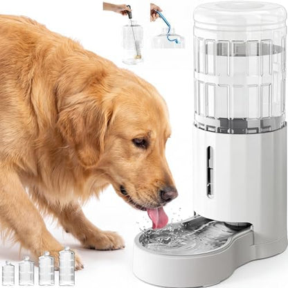 CZPET Gravity Dog Water Bowl Dispenser, Wider Mouth (9.5L, White) by CZPET