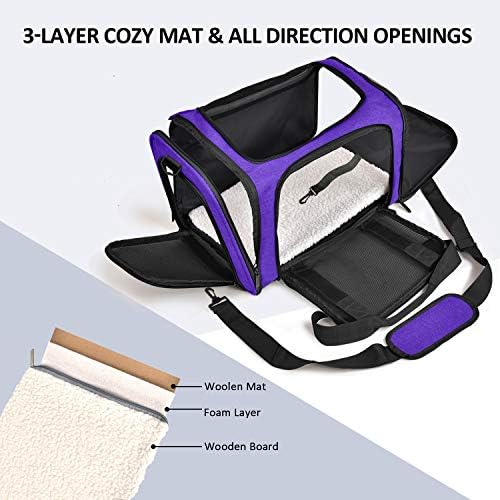 Henkelion Pet Carrier for Small Medium Cats Dogs Puppies up to 15 Lbs, Airline Approved Small Dog Carrier Soft Sided, Collapsible Travel Puppy Carrier - Purple - Image 2