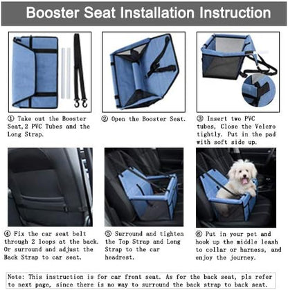 Pet Car Seat, Sturdy Reinforced Structure, Shortened Leash with Metal Snap Hook, Loops for Seat Belt, Waterproof Thick Soft Fleece Pad, Ideal for Puppy and Small Pets