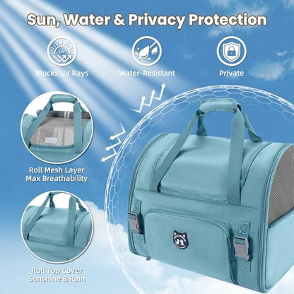 Lollimeow Expandable Cat Carrier Backpack for Large Cats - Airline Approved Pet Carrier Backpack for Small Dogs, Hiking & Travel, Waterproof with Breathable Mesh, 14lbs Capacity (Polar Blue, Standard) - Image 4