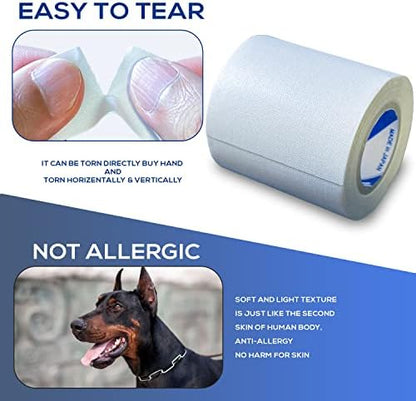Ear Tape for Dogs 1 Pack with Dog Ear Cleaner Cotton Swabs, Self Adhesive Cotton Tape for Dog Ear Protection and Support, Ear Care Set for Dogs (2.0 inch (50 mm)) - Image 3