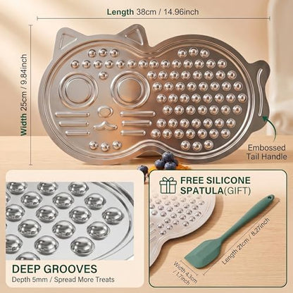 2-Pack XL Stainless Steel Lick Mat for Dogs & Cats, 15" x10" Slow Feeder with Deep Grooves & Strong Suction Cups, Chew-Resistant for Anxiety Relief, Dishwasher Safe, Silicone Spatula & Gift Box - Image 5