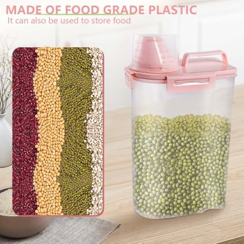 SenseYo 2 Pack 2.5lb Pet Food Storage Container with Measuring Cup, 3L Cat Food Storage Container Dog Food Storage BPA Free for Small Dog, Cat, Bird (Pink) - Image 5