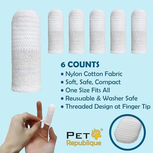 Pet Republique Soft Fabric Finger Toothbrush Kit for Dogs and Cats – Washable & Reusable (6 Count) - Image 2