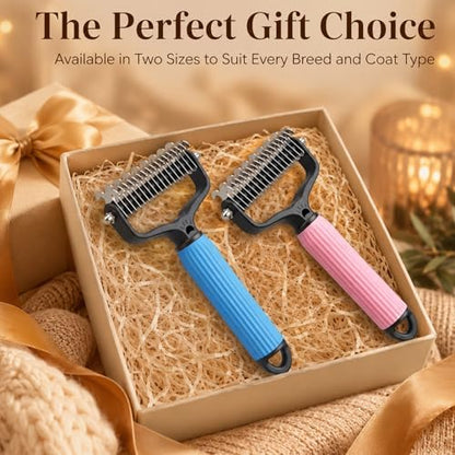 2 PcsPet Grooming Brush, Dematting Comb for Dogs and Cats, Double Sided Undercoat Rake – Undercoat Rake Pet Brush for Long Hair (Blue+Pink) - Image 7