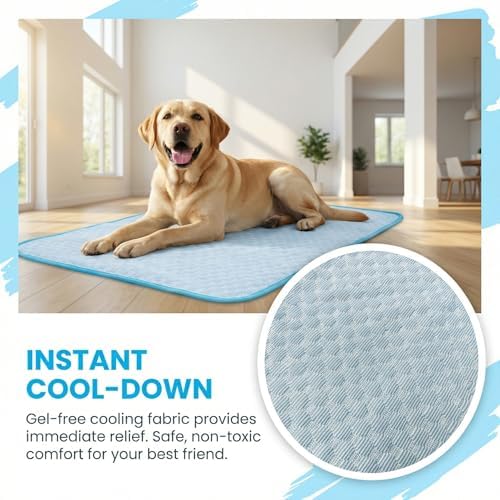 Large Dog Cooling Mat for Dogs, Gel Free Ice Silk Large Self Cooling Pad - Image 7