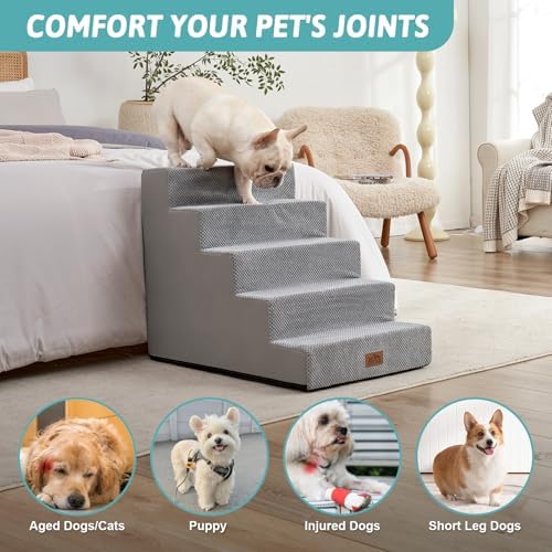 COZY KISS Dog Stairs for Small Dogs, 5 Step Pet Stairs for Beds & Couches - Image 4