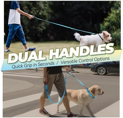 VIVAGLORY Double Handle Dog Leash Twingrip, 6ft x 1/2in, Blue - Image 2